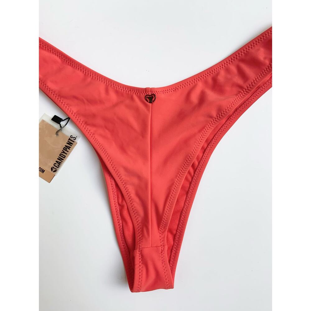 NWT Candy Pants Coral High Hip Thong Bikini Bottoms size Medium - Picture 8 of 10